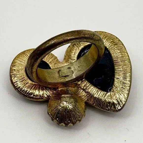 Park Lane Aspen Statement Ring Hematite Gray Druzy Crystal Gold Size 7 - Picture 5 of 6